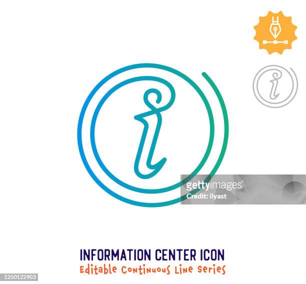 information center continuous line editable icon - self service stock illustrations