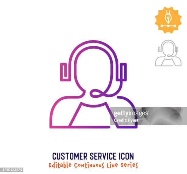 customer service continuous line editable icon - call centre stock illustrations