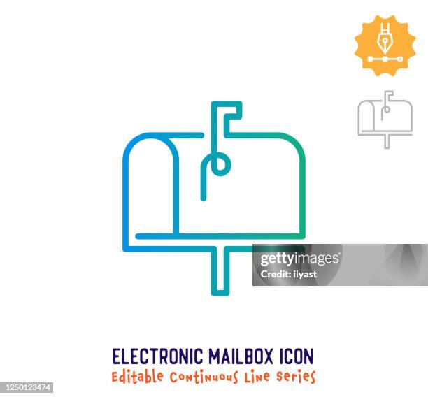 electronic mailbox continuous line editable icon - mailbox open stock illustrations