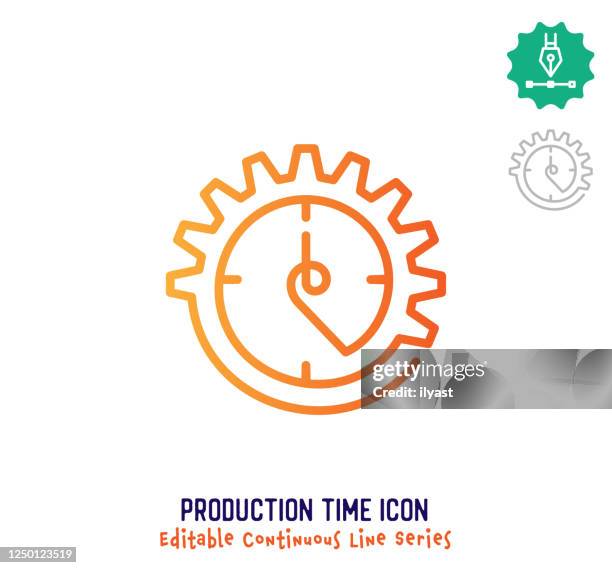 production time continuous line editable icon - full service stock illustrations