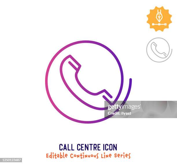 call centre continuous line editable icon - communication logo stock illustrations