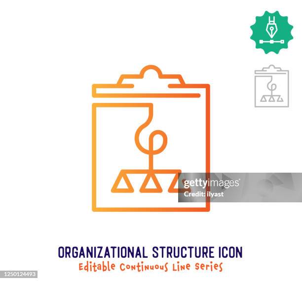 organizational structure continuous line editable icon - corporate structure vector stock illustrations
