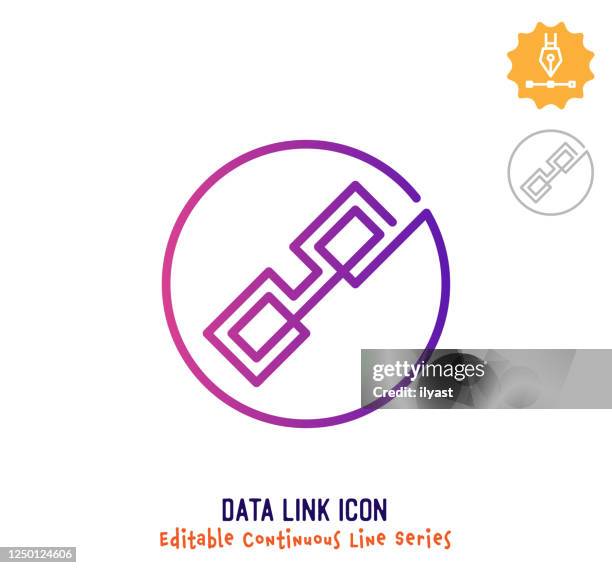 data link continuous line editable icon - web designer logo stock illustrations