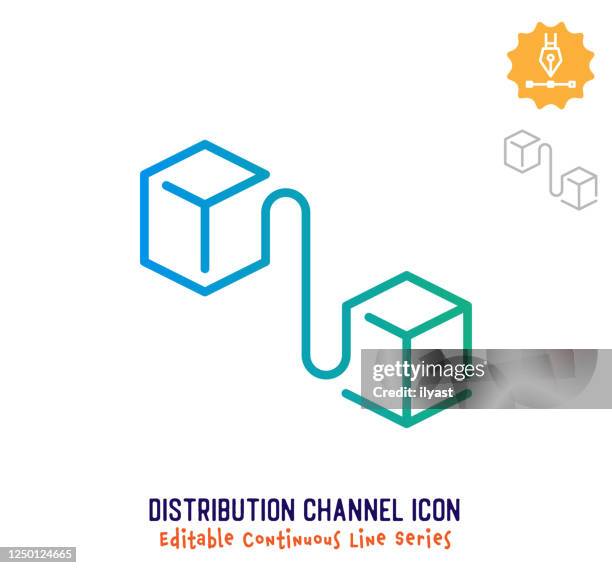 distribution channel continuous line editable icon - import export logo stock illustrations