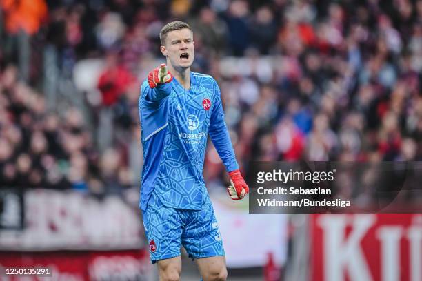 Peter Vindahl Jensen of Nürnberg reacts during the Second Bundesliga match between 1. FC Nürnberg and SV Darmstadt 98 at Max-Morlock-Stadion on March...