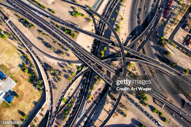 urban arizona freeway interchange - phoenix arizona aerial stock pictures, royalty-free photos & images