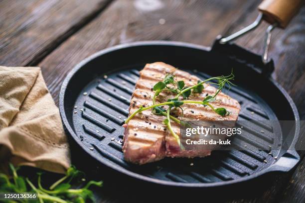 grilled tuna steak - fillet stock pictures, royalty-free photos & images