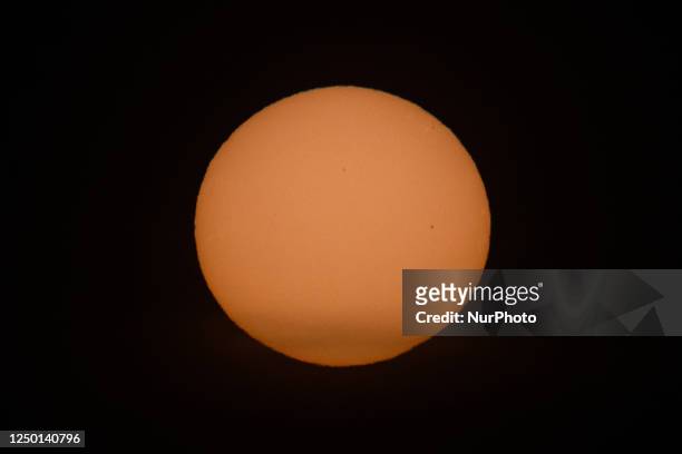 Sunspots on solar surface are seen from L'Aquila, Abruzzo, Italy, on march 31, 2023.
