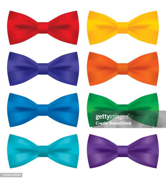 eight silk bowties - bow tie stock illustrations