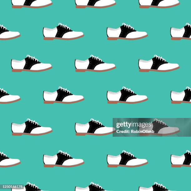 saddle shoes seamless pattern - saddle shoe stock illustrations