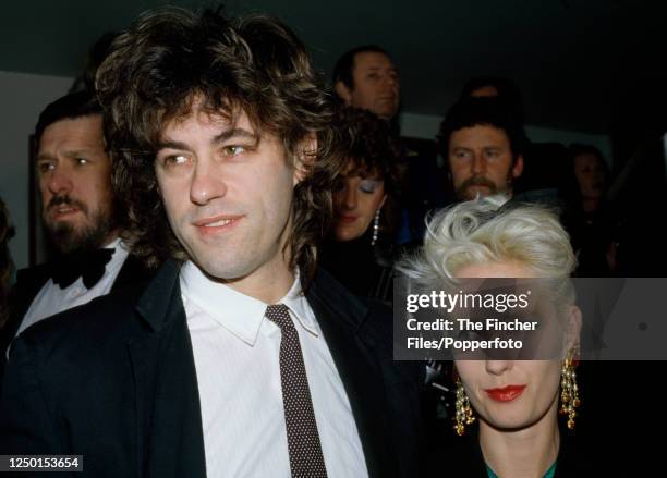 Bob Geldof, singer, songwriter and political activist, with his wife, television presenter and writer Paula Yates , attending the BAFTA Awards in...