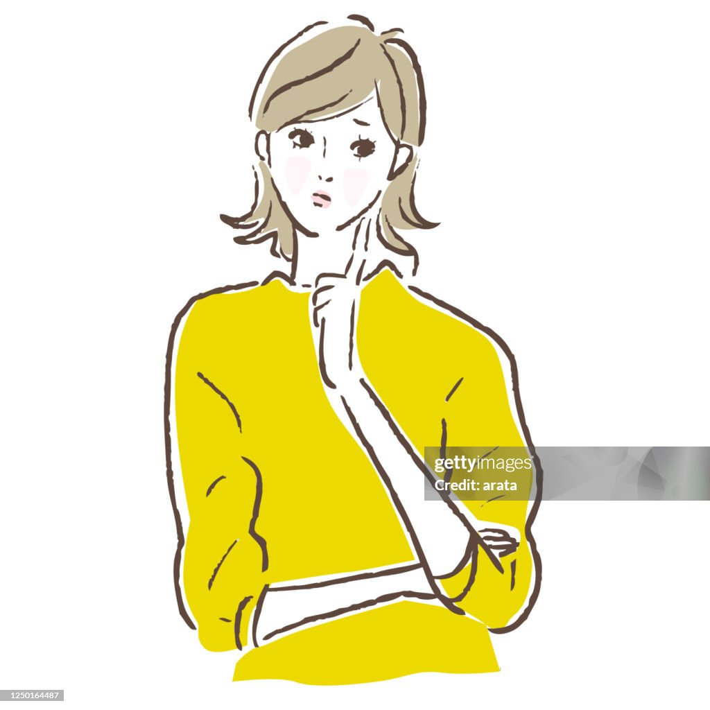 Illustration vector of a young woman thinking