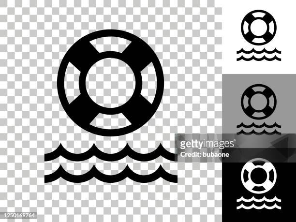 life saver icon on checkerboard transparent background - lifeguard stock illustrations