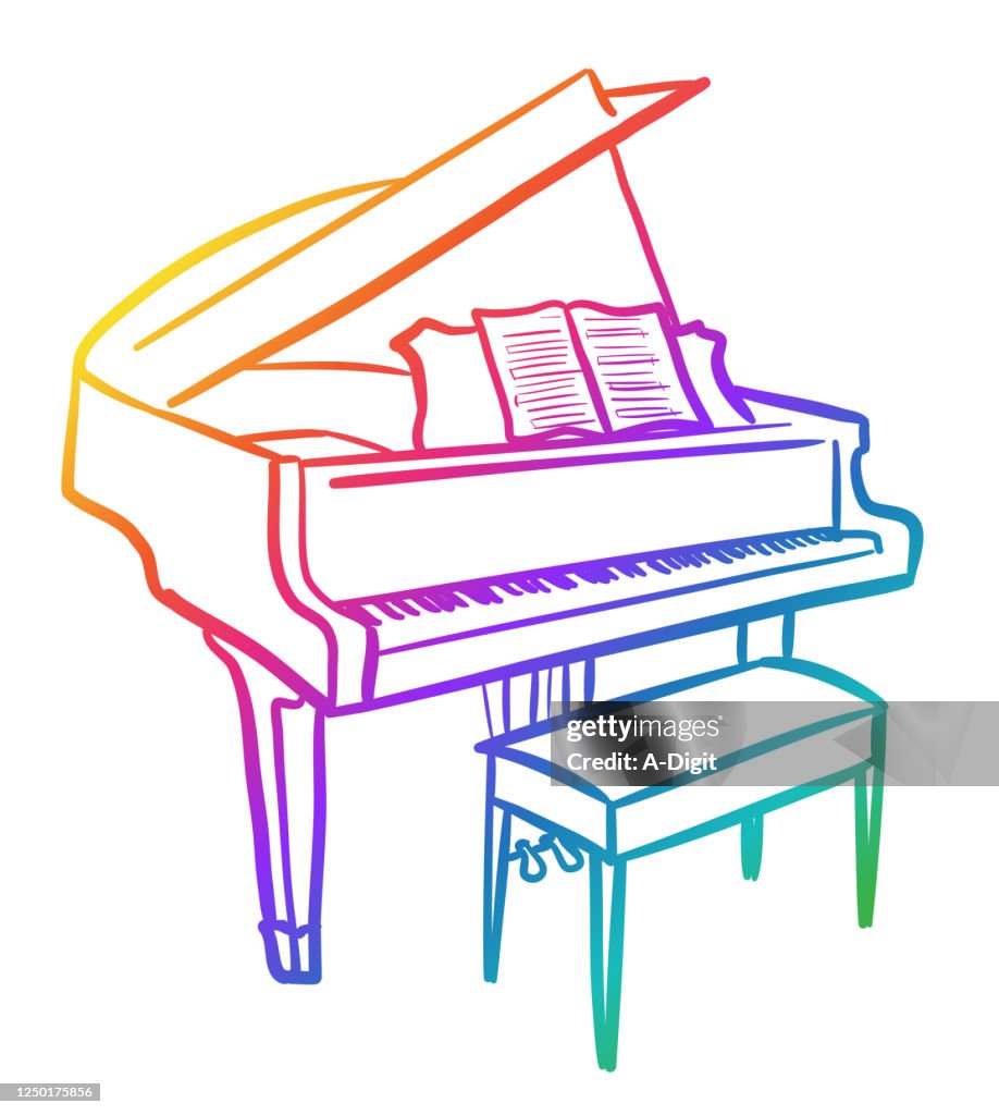 Grand Piano Sketch Rainbow
