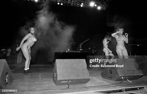 Rappers Jazz, Go-Di and Baby Girl of H.W.A. Performs at the Mecca Arena in Milwaukee, Wisconsin in September 1994.