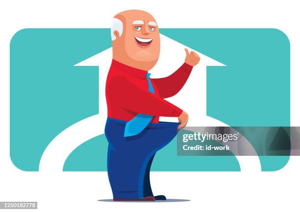 senior man gesturing thumbs up - old people exercise cartoon stock illustrations