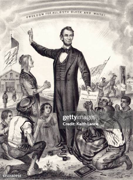 stockillustraties, clipart, cartoons en iconen met emancipatie proclamatie voor alle slaven - abraham lincoln