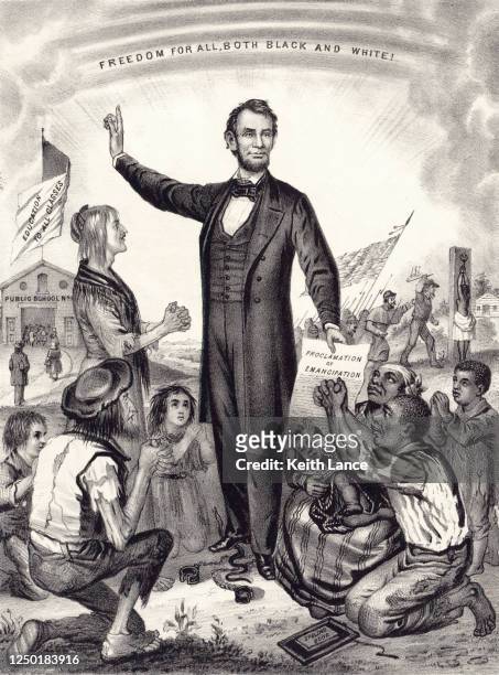 emancipation proclamation for all slaves - abolitionism anti slavery movement stock illustrations