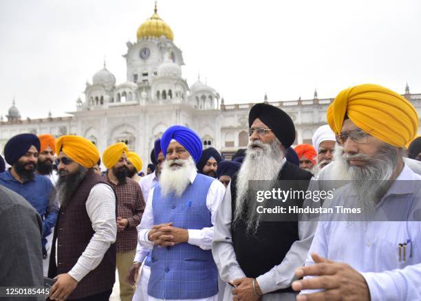 Shiromani Gurdwara Parbandhak Committee president Harjinder Singh Dhami leading the march taken out by the gurdwara body from Golden Temple to DC...