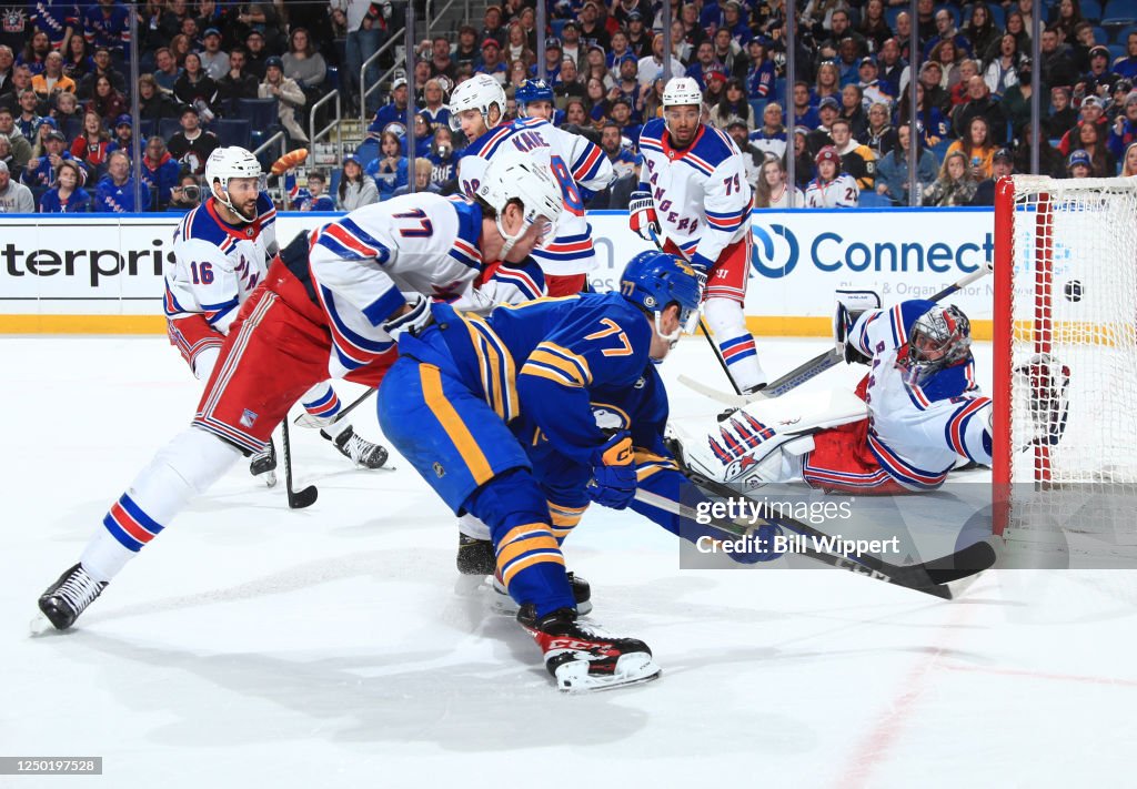 JJ Peterka of the Buffalo Sabres scores a first period goal against