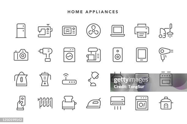 home appliances icons - commercial dishwasher stock illustrations
