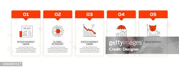 investment related process infographic template. process timeline chart. workflow layout with linear icons - return policy stock illustrations
