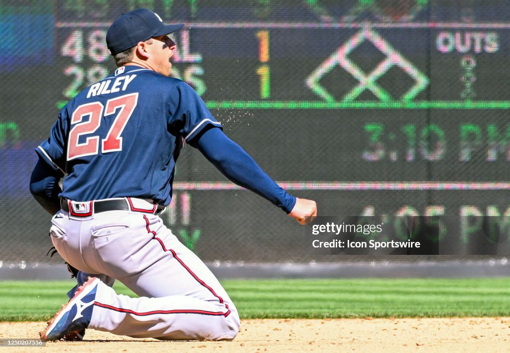 Austin Riley Third Base Atlanta Braves third baseman Austin Riley throws to first base during ...