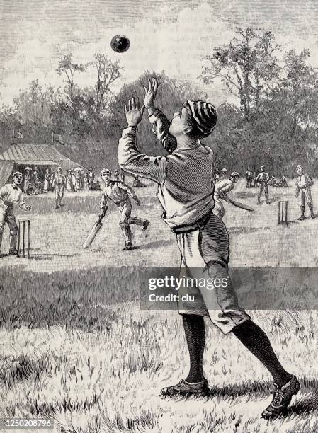 boy throws cricket ball up - cricket yard stock illustrations