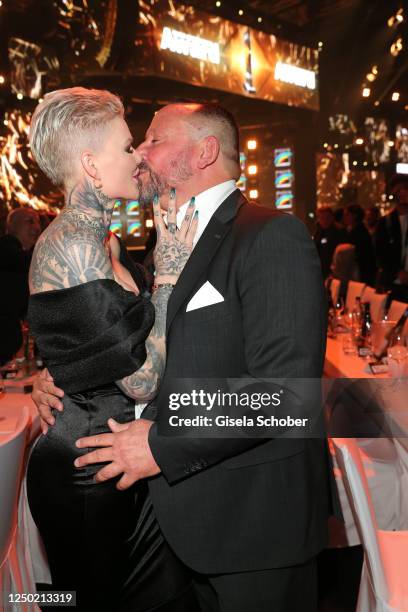 Melanie Mueller and her boyfriend Andreas Kunz during the Radio Regenbogen Award 2023 at Europa-Park Arena on March 31, 2023 in Rust, Germany.