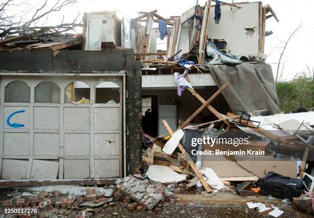 Home damaged by a tornado is seen on March 31, 2023 in Little Rock, Arkansas. Tornados damaged hundreds of homes and buildings Friday afternoon...