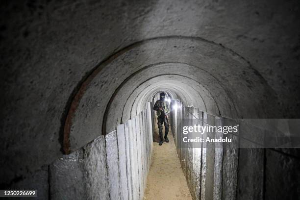 Members of Al-Quds Brigades, an armed wing of Islamic Jihad Movement, keep guard at tunnels on Gaza-Israeli border against a possible attack by...