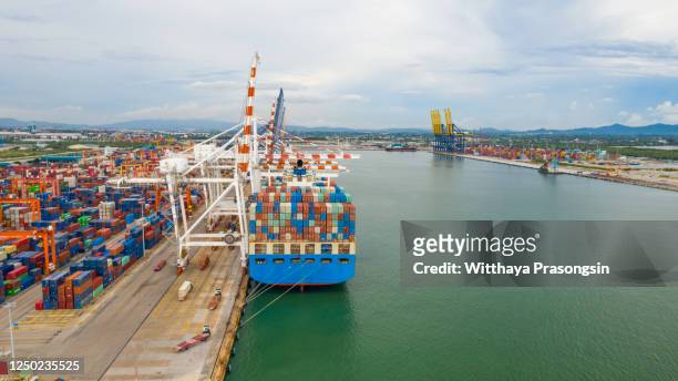 container ship - förtöjd bildbanksfoton och bilder