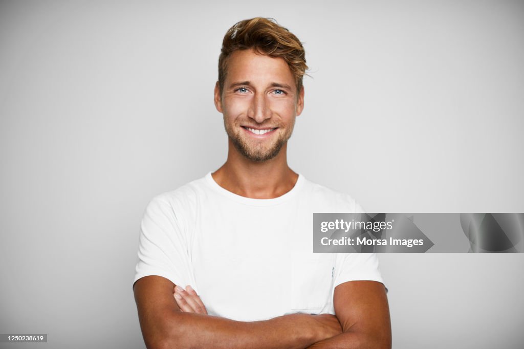 Portrait Of Handsome Young Man On White Background