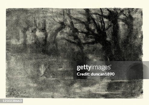 Study of Trees by Aline Szold, Abstract haunted landscape Study of Trees by Aline Szold, Abstract haunted landscape