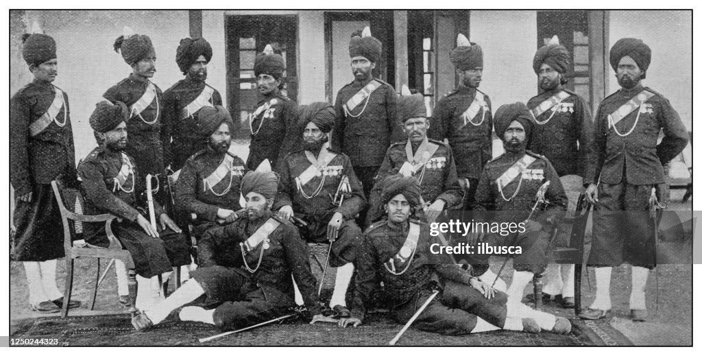 Fotografía antigua de la Marina y el Ejército Británicos: Infantería de Bombay, Batallón Baluch