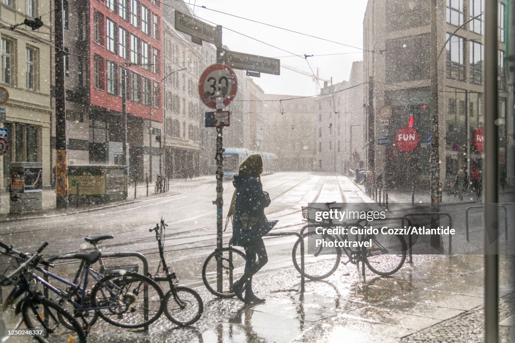 Germany Raintown Rainstorm In A Street Of Mitte District Berlin Germany High-Res Stock ...
