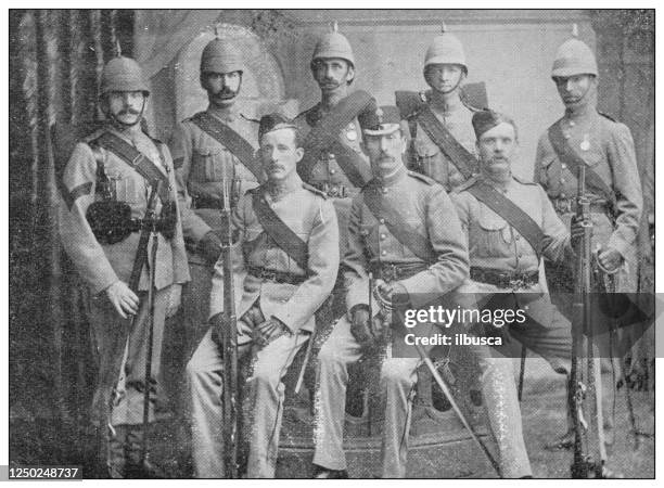 antique photograph of british navy and army: australian infantry - australian culture stock illustrations