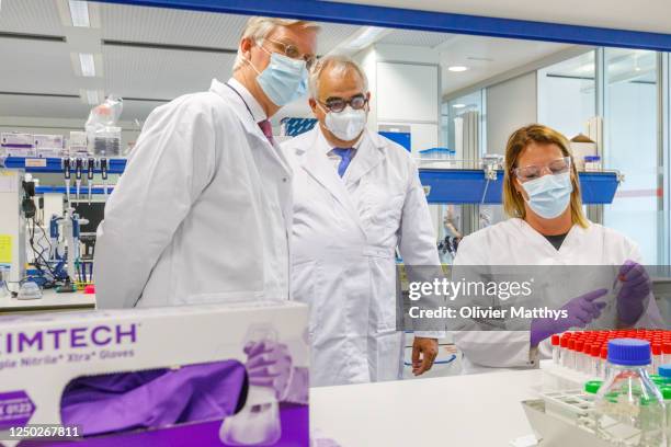 King Philippe of Belgium visits the lab and headquarters of Janssen Pharmaceutica, a Johnson & Johnson subsidiary developing a covid-19 vaccine...