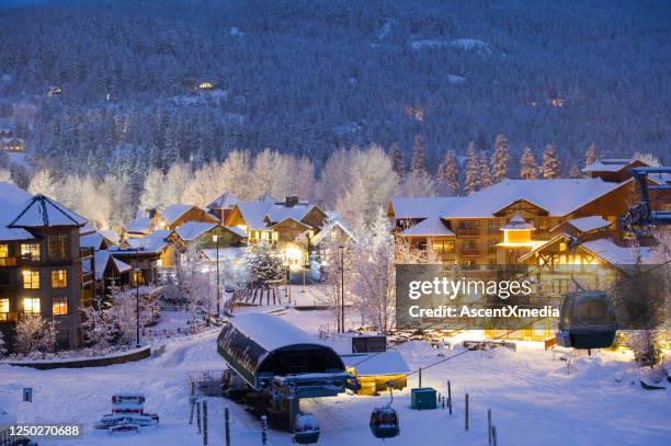 whistler creekside during winter - ski resort stock pictures, royalty-free photos & images