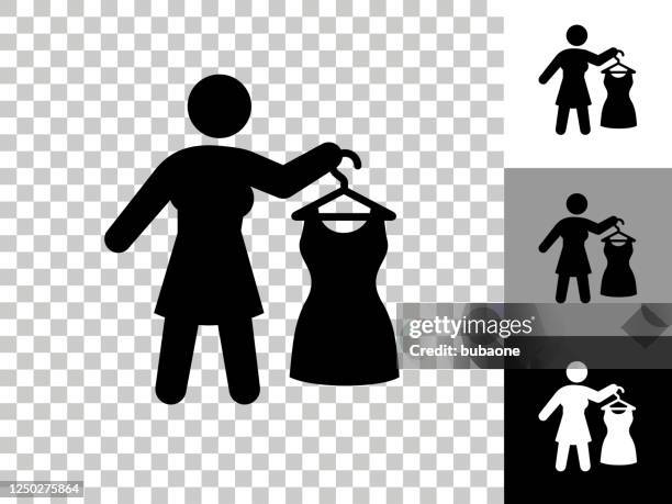 dressing up icon on checkerboard transparent background - getting dressed stock illustrations