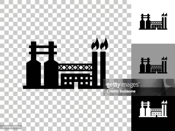 factory icon on checkerboard transparent background - flames transparent background stock illustrations