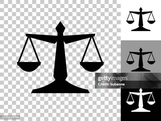 justice balance icon on checkerboard transparent background - different sizes stock illustrations