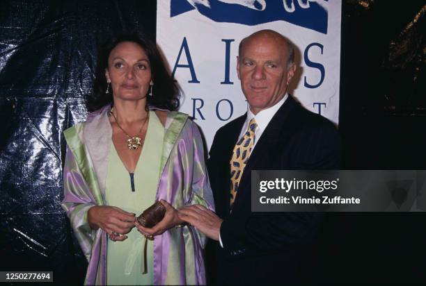 Belgian fashion designer Diane von Furstenberg and American business Barry Diller attend the APLA's "Commitment To Life VII" at Universal...