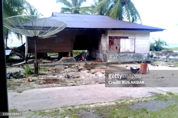 This photo taken on October 26, 2010 shows some of the destruction on North Pagai , one of the Mentawai islands off the west coast of Indonesia's...
