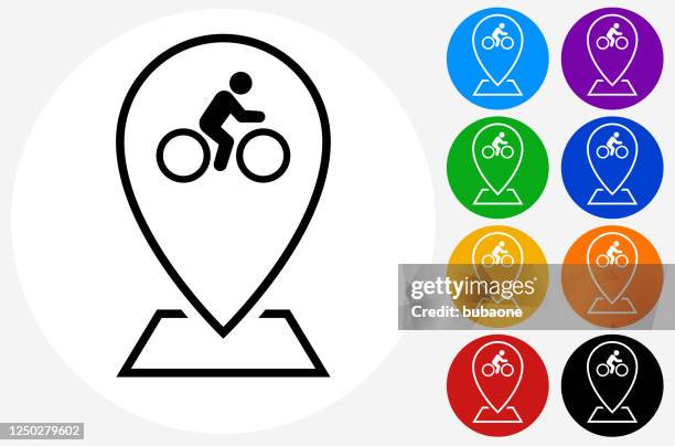 bicycle path map pointer icon - cycle path sign stock illustrations