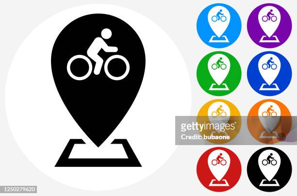 bicycle path map pointer icon - bike hand signals stock illustrations