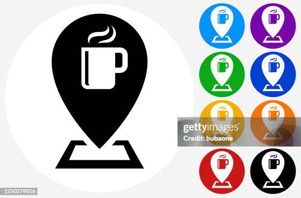coffee shop map pointer icon - multiple coffee cups stock illustrations