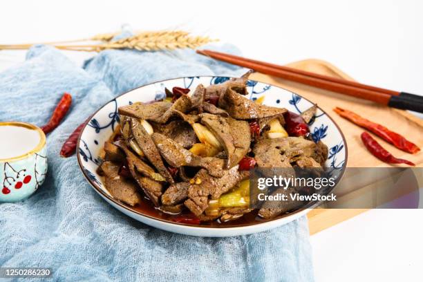 chinese cuisine bubble pepper pork liver - 動物の肝臓 ストックフォトと画像