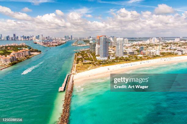 south beach miami from above - port of miami dade stock pictures, royalty-free photos & images