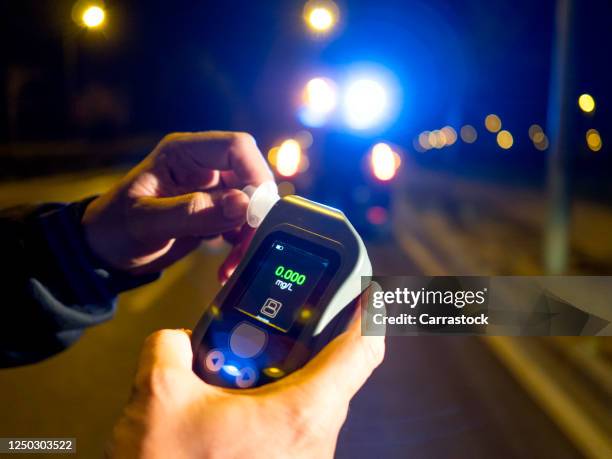 police show negative result in bac test - alcol antisettico foto e immagini stock